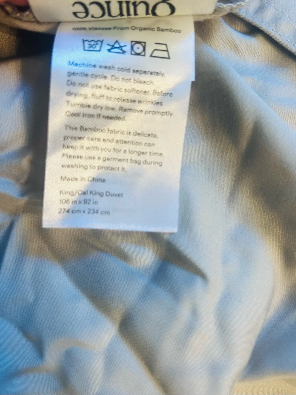 NWOT Quince Light Gray Bamboo Duvet Cover!